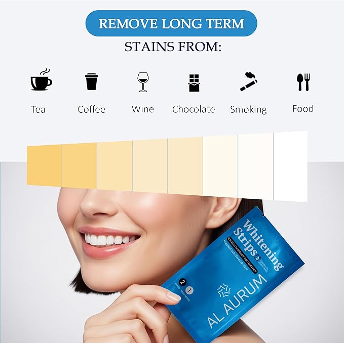 Teeth Whitening Strips - 42 Strips for 21 Day Treatment - Sensitive, Enamel Free & Peroxide Free Tooth Whitener for Whiter Teeth & Stain Removal - Dentist Formulated