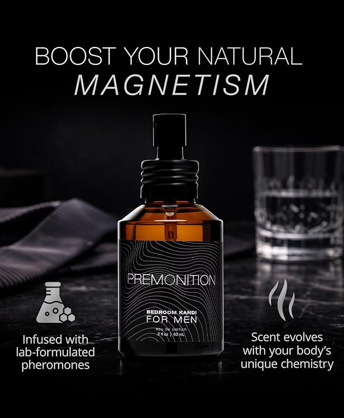 Bedroom Kandi for Men Premonition Pheromone-Enhanced Eau de Parfum Spray 2 oz (60 ml) – Citrus, Neroli & Cedarwood Fragrance – Long-Lasting Cologne for Men, Vegan & Cruelty-Free, Made in USA