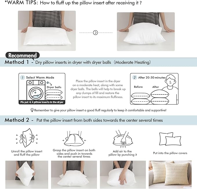 MIULEE Pillow Insert 12x20 Inch Set of 4, Decorative Throw Pillow Inserts | Premium Fluffy Pillow Forms Sham Stuffer for Sofa Couch Living Room