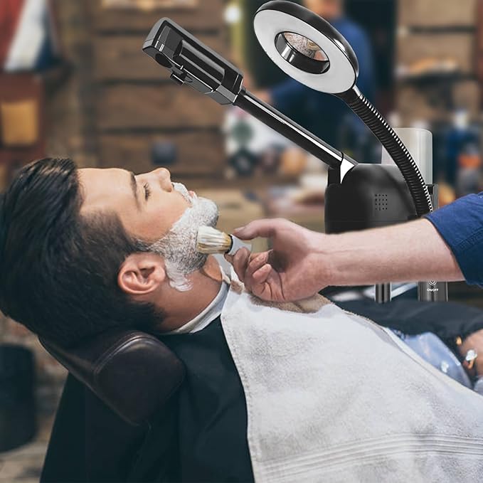 Professional Facial Steamer 2 in1 Steamer for Face 5X LED Magnifying Lamp Hot Ozone Facial Steamer for Esthetician Beauty Face Equipment Use at Home or Salon（Black）