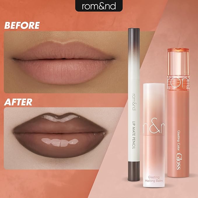rom&nd Volume Hack Trio Mocha Mousse Lip Set | K-Beauty Plumping Gloss, Hydrating Balm & Smooth Liner | Achieve Defined, High-Shine Lips for Viral Looks.