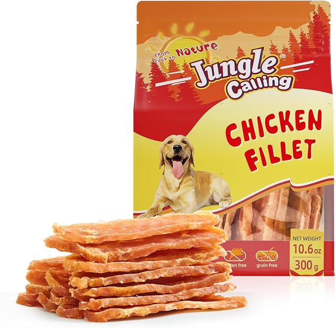 Jungle Calling Chicken Jerky Dog Training Treats, High Protein, 10.6 Oz | Rawhide Free, Stomach-Friendly, Healthy Muscles, Chewy for Dental Care, Easy to Tear, Behavioral Support Healthy Chews
