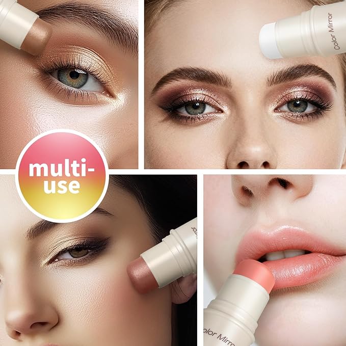 Multi-Use Makeup Stick - Blush, Lipstick, Eyeshadow & Highlighter For All Skin, Buildable Color, Long-Lasting, Lightweight, Natural Soft Finish (01 Rose Shimmer), 0.158 oz