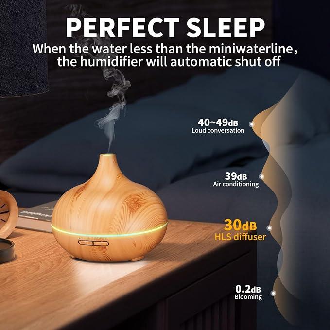 Aroma Diffuser for Essential Oil Large Room,Office Essential Oil Diffusers for Home Kids, Ambient Light Cool Mist humidifier for Bedroom Auto Off with 10 Essential Oils
