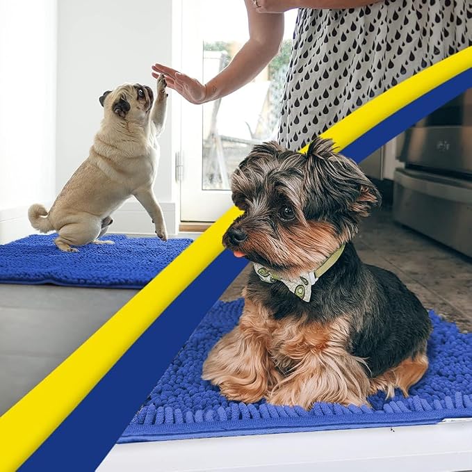 Muddy Mat® | Super Water Absorbent Door Mat Indoor, Microfiber Quick Dry Chenille Entryway Rug, Slip Resistant Front Door Mat, Indoor Mats for Entryway, Machine Washable Pet Rug, Periwinkle 32" x 44"