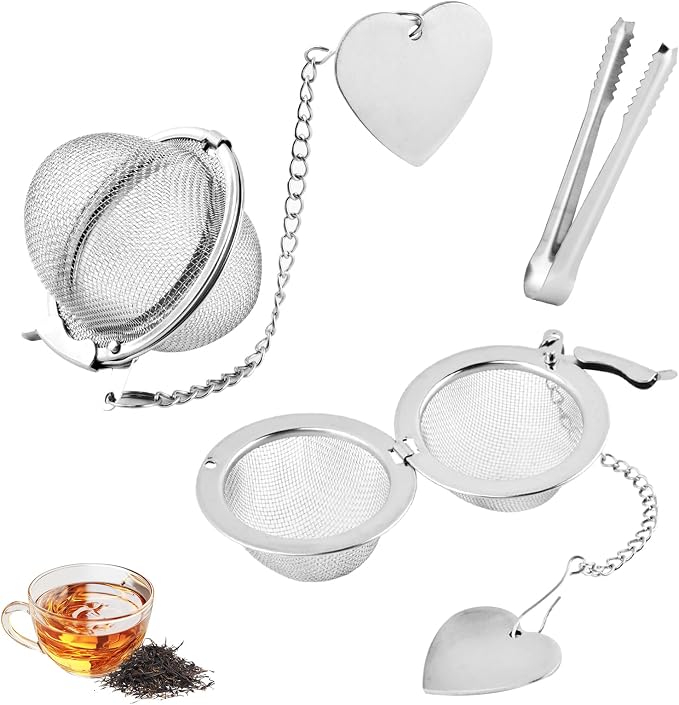 2 Pack Tea Infuser for Loose Leaf-Tea, Stainless-Steel Loose-Leaf Tea Steeper with Tea-Scoop Clip, Tea-Strainer Ball, Extra Fine Mesh, Rustproof, Easy to Clean