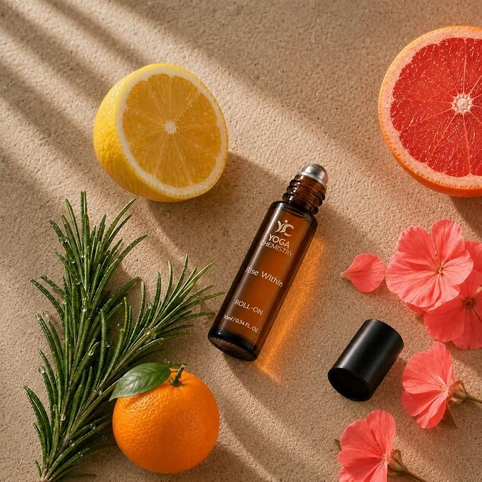 Rise Within Essential Oil Roll-On 10 ml / 0.34 fl oz Pre-Diluted Pulse Point Aromatherapy Blend for Lift and Momentum Citrus Herbal Fresh