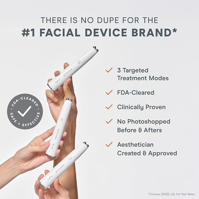 NuFACE FIX MicroWand Microcurrent Facial Device, FDA Cleared - Eyes, Lips & Lines Treatment with Serum Activator - Lip Plumper, Eye Depuffing Wand, Wrinkle & Smile Line Reducer, 3 On-The-Go Modes
