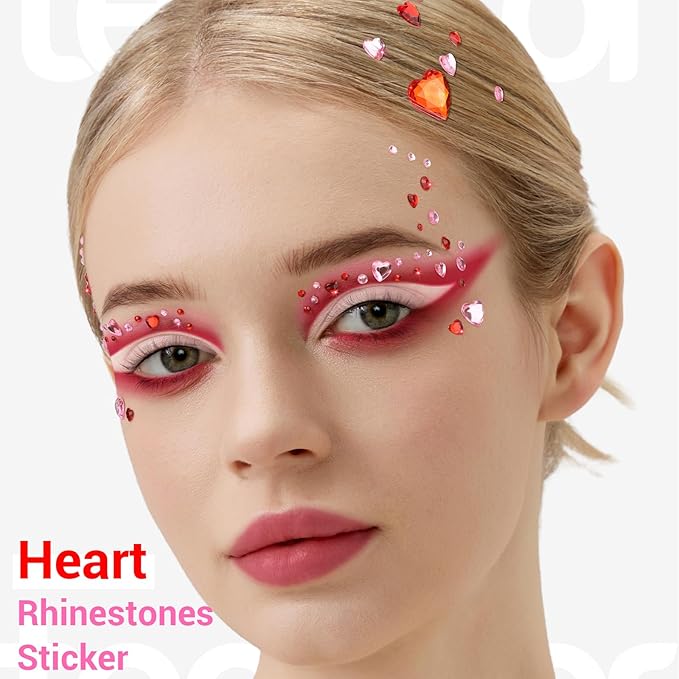Teenitor Self Adhesive Face Gems, Face Jewels for Women, Gem Stickers Face Rhinestones, Rhinestone Stickers for Face, Eye, Hair