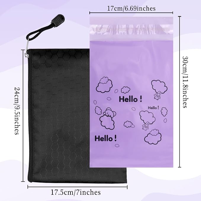 Purple Opaque Feminine Hygiene Disposal Bags - Pack of 100, 7x12inches, Suitable for Tampons and Sanitary Liners - Includes Storage Bag