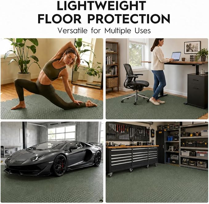 18pcs Puzzle Exercise Mat, 12.6"x12.6"x0.4", 18sqft EVA Interlocking Foam Floor Tiles, Protective, Water-Resistant Flooring for Home Gym & Workout Equipment