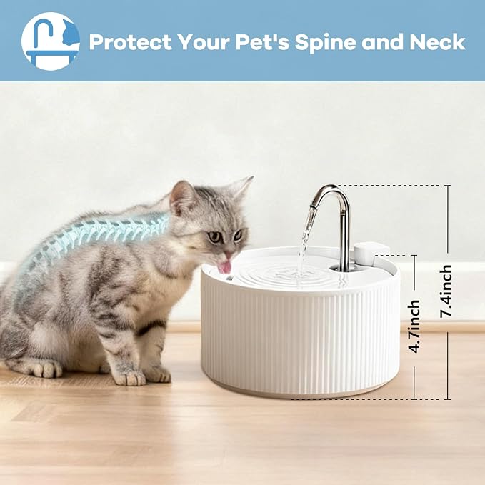Upgrade Ceramic Cat Water Fountain, 2.2L/78oz Ceramic Cat Fountain, Automatic Ceramic Water Fountain for Cats, Pet Water Fountain with Ultra-Quiet Pump (White) | 2.2L/78oz Ceramic Cat Fountain, Automatic Ceramic Water Fountain for Cats, Pet Water Fount...