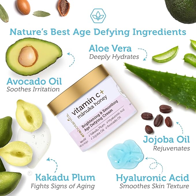 Era Organics Advanced Vitamin C Face Cream - Brightening and Nourishing with Jojoba Oil, Kakadu Plum for Fine Lines, Wrinkles