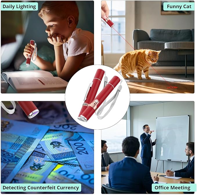 TBTeek Cat Toys, with Metal Case, 2 Pieces, Rechargeable (Red | 7 Adjustable Patterns, Cats Fun Playing Exercise Interactive Kitten Pet Dog Chase Toy