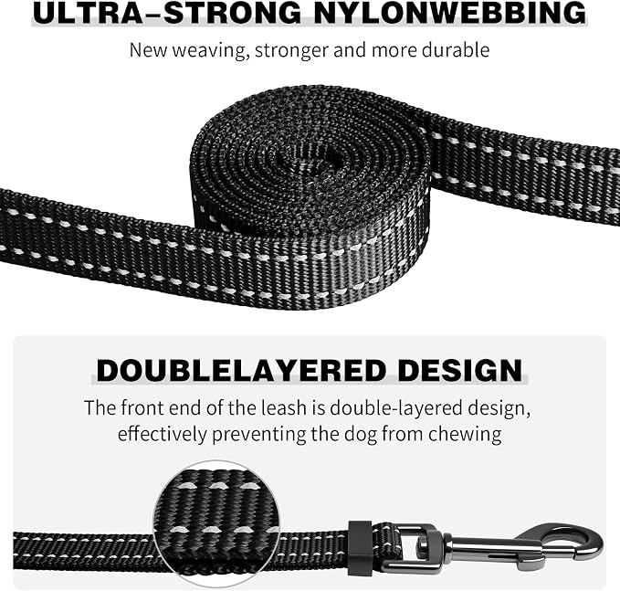 Kazazoo Hands-Free Dog Leash Adjustable Length 5-8Ft,Crossbody & Waist for Dog Walking, Running for Small Dogs with Reflective Strips, Ballistic Nylon, Waist Belt, Lightweight Black