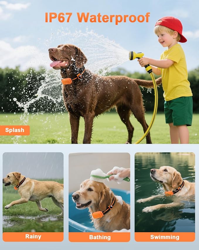 Shock Collar for Dogs, Dog Training Collar with Remote Control | IP67 Waterproof Receiver, Beep, Vibration, Safe Static Modes, Rechargeable，Adjustable Fit for 15–110 lb Dogs
