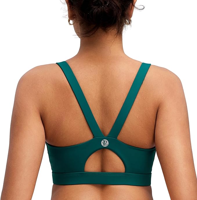 RUNNING GIRL Sports Bras for Women,Light Impact Molded Cup Strap Sports Bra with Sewn in Pads,Best for A-C Cup
