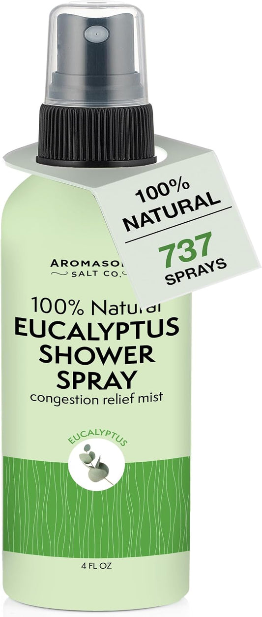Aromasong Eucalyptus Shower Spray Aromatherapy – 100% Natural Eucalyptus Essential Oil Mist for Shower – Made in USA – Sinus Relief & Spa-Like Steam, 4 fl oz