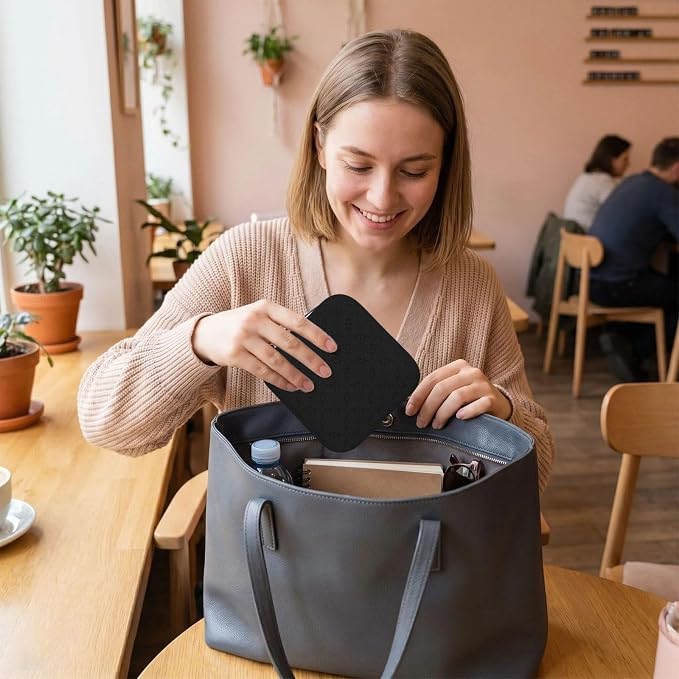 Feminine Hygiene Carry Pouch Black Elegant Ornaments Texture, Smooth Zipper Operation, Durable Storage Bag for Pads Tampons, Perfect for Daily Handbag Placement