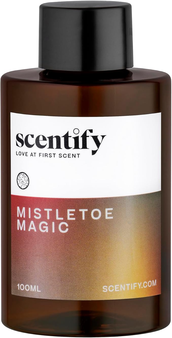 Scentify Holiday Mistletoe Magic Aroma Oil Christmas Refill Scent for Oil Diffusers - Pine, Oak, Moss, Clove, Cedar - Luxurious Relaxing Aromatherapy Fragrance 100ml, 3.38oz
