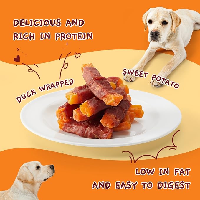 Jungle Calling Duck & Sweet Potato Treats, Fiber Rich, Limited Ingredient | Rawhide Free, Grain Free, Ideal for Picky Eaters, Perfect for Daily Rewards, For Small, Medium & Large Breeds, 10.6 Oz