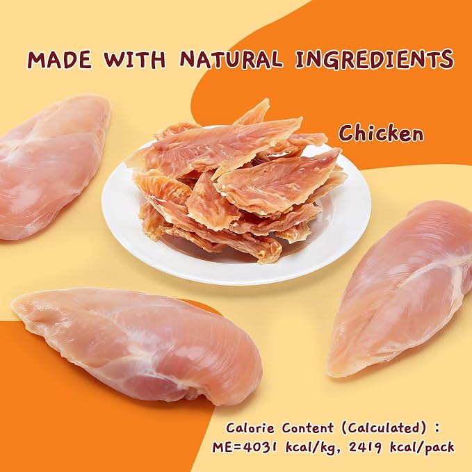 Jungle Calling Chicken Breast Jerky Treats for Medium/Large Breeds, 1.33 lb | High Protein, Stomach-Friendly, No Artificial Colors, Chewy for Teeth Cleaning, Easy to Tear, Ideal for Training