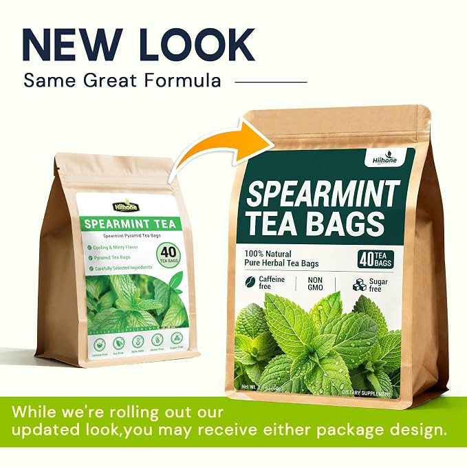 Spearmint Leaf Herbal Tea - Caffeine Free, 40 Tea Bags