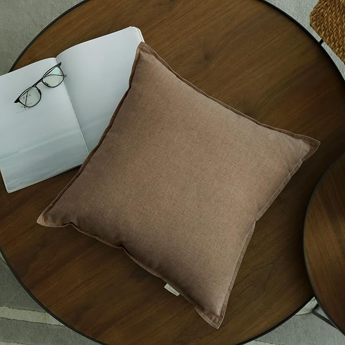 Jeanerlor Decorative Cotton Linen Couch 26"x26" Throw Pillow Case for Sofa Durable Classy, Comfortable Cushion Cover (65 x 65cm), Khaki