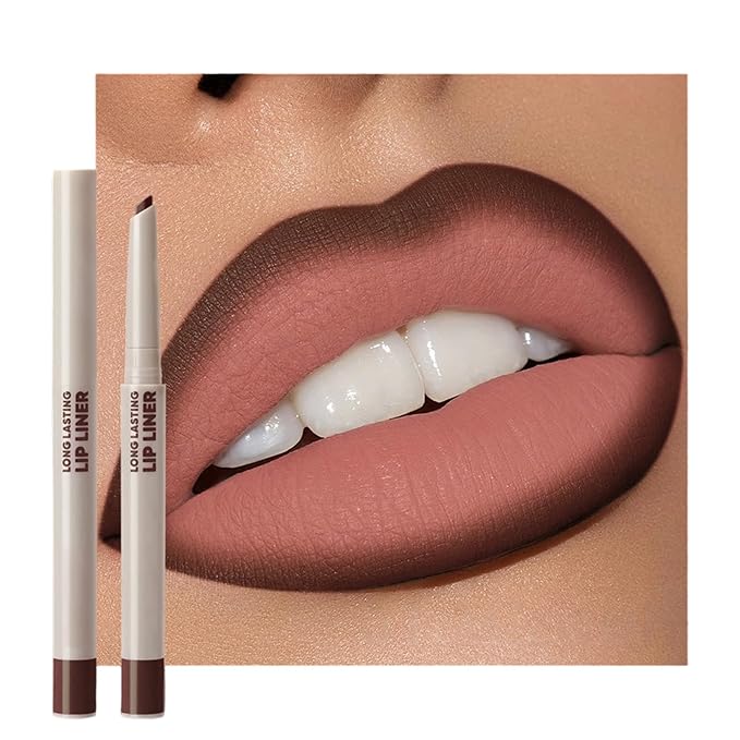 Erinde Long-Lasting Lip Liner Pencil, 2-in-1 Matte Lipliner Pencil for Sculpting & Filling, Rich Color Creamy Waterproof Lip Liner Crayon, Lip Contour Tint Makeup, Vegan & Cruelty-Free, 01 Dark Brown