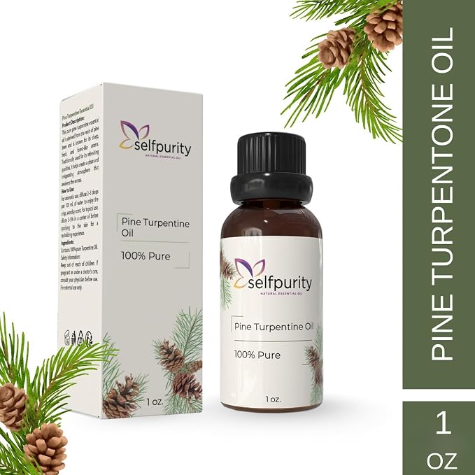 Pine Turpentine Essential Oil, 1 Fl Oz (30 ml), 100% Pure Natural Pine Oil for Aromatherapy Diffuser, Massage, Skin Care, Soap & Candle Making, Fresh Forest Aroma, Pack of 6