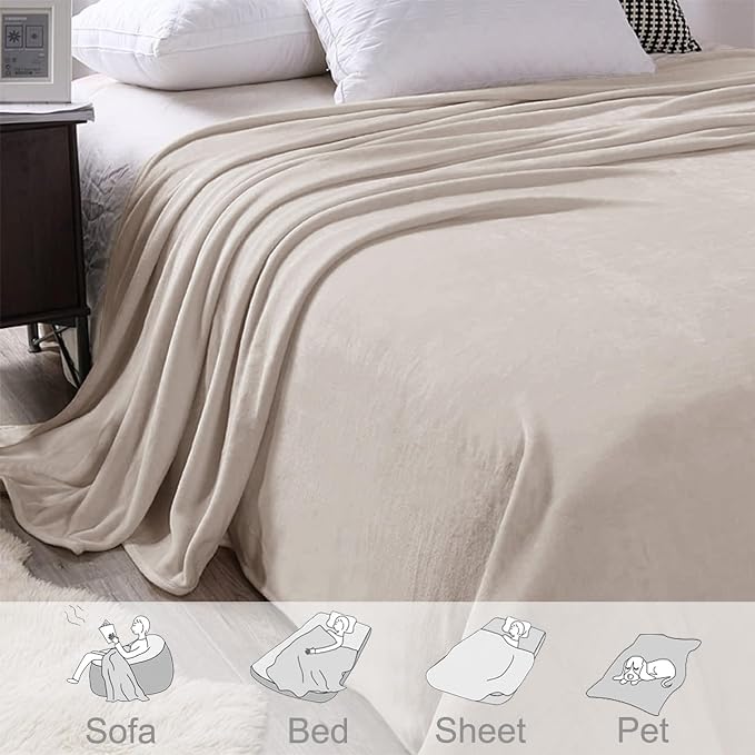 Exclusivo Mezcla Soft Fleece Blanket Cal King Size for Bed, Camel | 120x120 Inches, Double-Sided Brushed Flannel, Lightweight Plush Cozy Blanket for Home Decor, All Season, Machine Washable