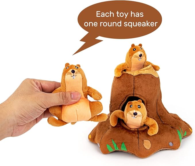 Hollypet Squeaky Hide and Seek Dog Toys for Small and Medium Dogs, Moles