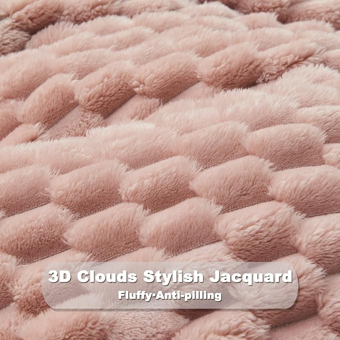 NEWCOSPLAY Fleece Clouds Cozy Queen Blanket for Couch, Pink, 90"x90" | Premium Silky Flannel Blanket, Soft Lightweight Fluffy Throw Blanket for Bed Sofa Decor, Gift for All Season Use