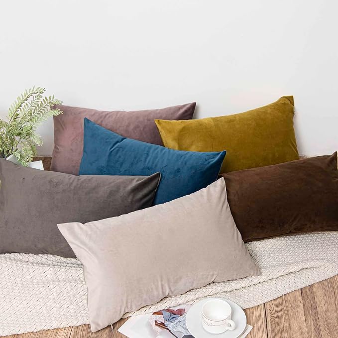 JUSPURBET 16x16 Decorative Velvet Throw Pillow Covers Cases Set of 2,Ash | Modern Soft Cushion Covers Cases with Hidden Zipper for Couch Sofa Bed Living Room Bedroom Home Decor