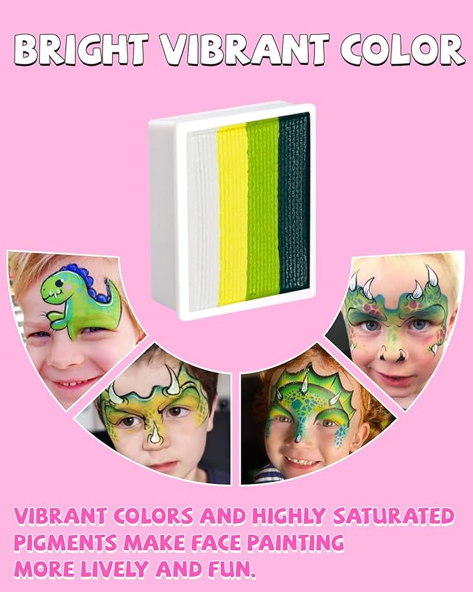 Anka Bella Professional Face Painting Kit for Kids,Rainbow Cake Face Paint with Stencil(12x10gm),Non-Toxic Water Based Face Paint Palette for Birthday Parties/Halloween/Carnival