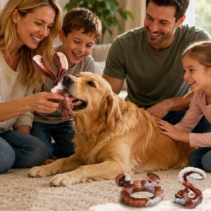 Indestructible Dog Toys for Aggressive Chewers, Tough and Durable Chew Toys for Large Medium Dogs, Interactive Dog Chew Toys to Keep Them Busy (D Crab)
