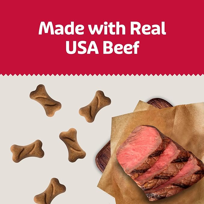 Blue Buffalo Bones Beef Mini Dog Biscuits, 12 oz, 4 ct | Real Beef First, Classic Bone-Shaped Biscuit, No BHA, Meat & Bone Meal, or Artificial Preservatives,