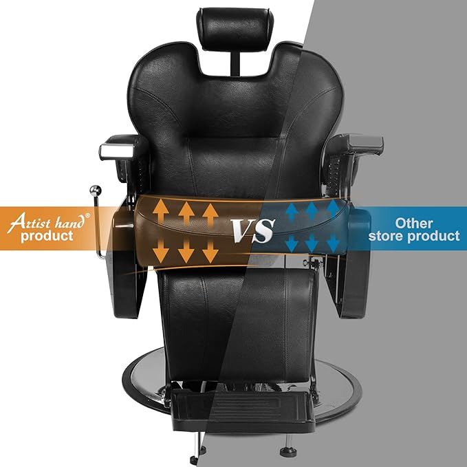 Artist hand Barber Chair Hydraulic Recline Barber Chairs Salon Chair for Hair Stylist Tattoo Chair Heavy Duty Barber Salon Equipment (Black)