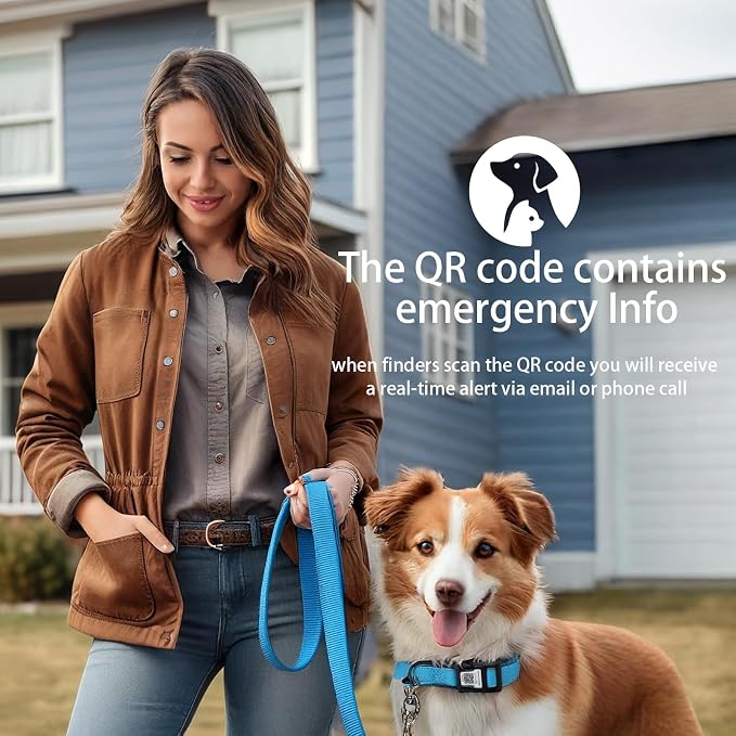 Reflective Dog Collar for Small Dogs,Personalized Dog Collar with Online Profile, Soft Neoprene Padded,Anti-Lose Function with QR Code Tag System,Blue S