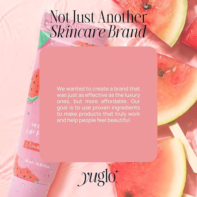 YUGLO Lip Plumping Gloss with Multi-Peptides | Watermelon Flavor | Hydrating & Nourishing Lip Gloss Treatment for Smooth, Youthful Lips | High-Shine Lip Plumper
