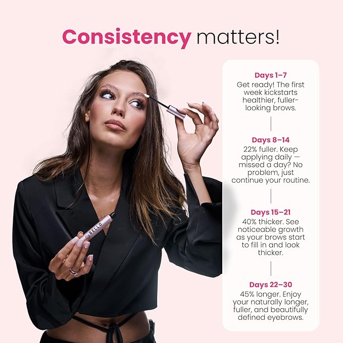 Trybello Eyebrow Growth Serum | Natural Thickening & Strengthening Formula for Fuller Eyebrows | Biotin, Peptides, and Botanical Extracts | No Parabens, Silicones, PEGs | Vegan, Gentle, Non-Irritating