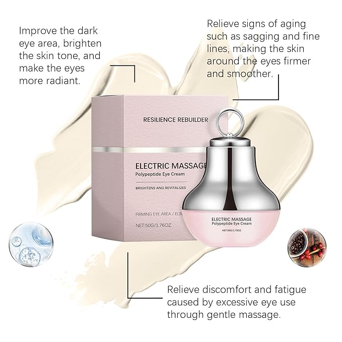 Electric Massage Eye Cream for Dark Circle, Firm and Smooth of Fine Lines, Multi-peptide Firming Eye Tightener, Anti-Aging Eye Cream for Puffiness and Bags Under Eyes Cream (2)