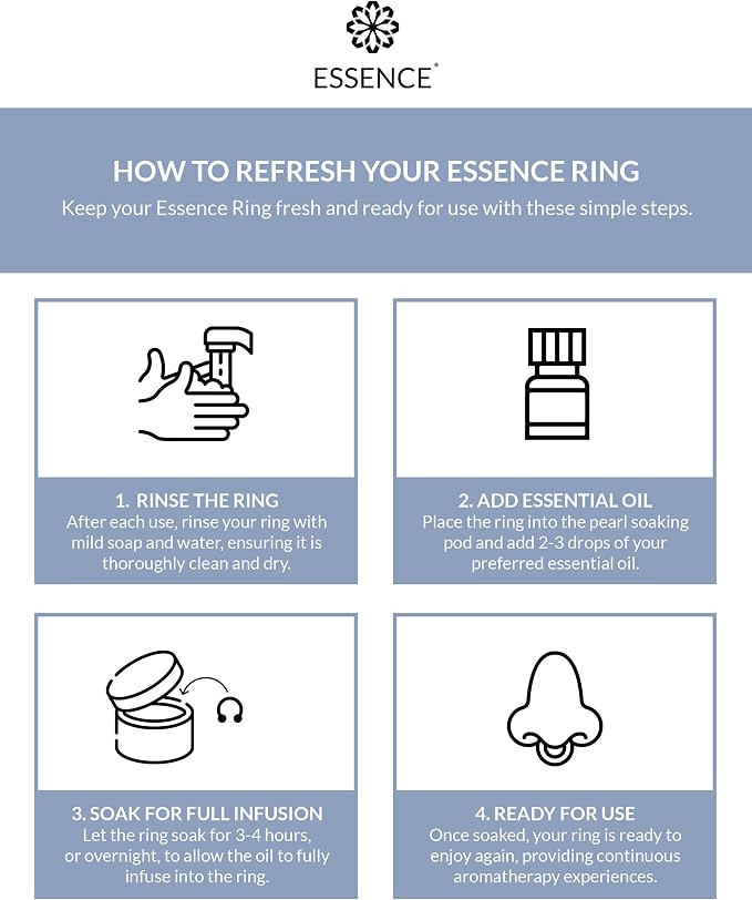 Essence Wearable Aromatherapy Nasal Diffuser – Energy Blend Essential Oil Nose Ring Refresh Kit – Personal Scent Clip for Travel, Work & Everyday Use – Made in USA