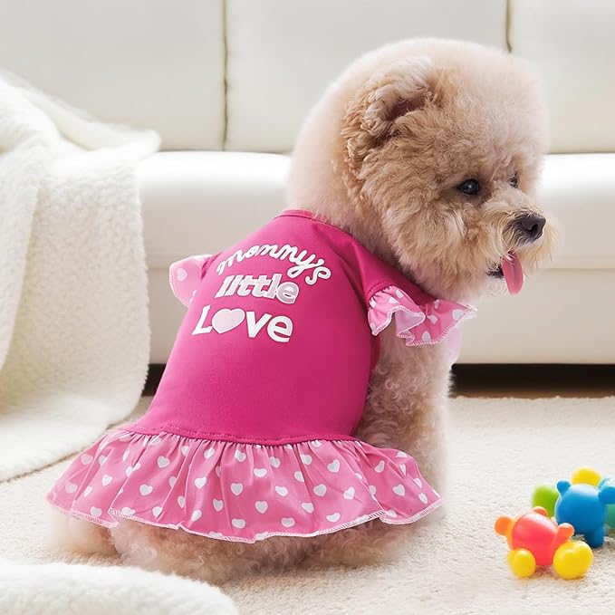 XPUDAC 4 Pieces Dog Dress Shirt Puppy Clothes for Small Girl Cute Doggie Dresses Summer Clothes Apparel for Dogs Cats (Pink Angel, Medium(8-11 lbs))