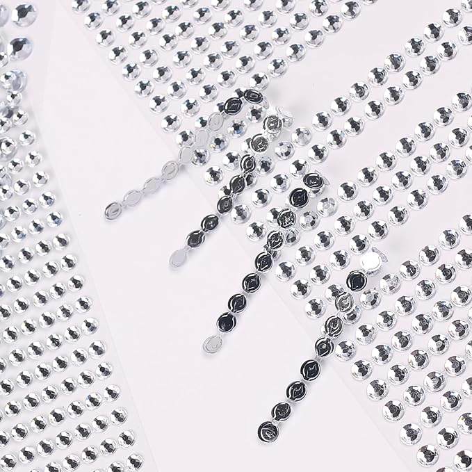 3555pcs Self Adhesive Face Gems for Makeup, Festival Jewels, Hair Gems, Rhinestone Stickers for Face, Eye, Makeup, Nail, Body, Crafts 5sheets (white-3/4/5/6/8mm)