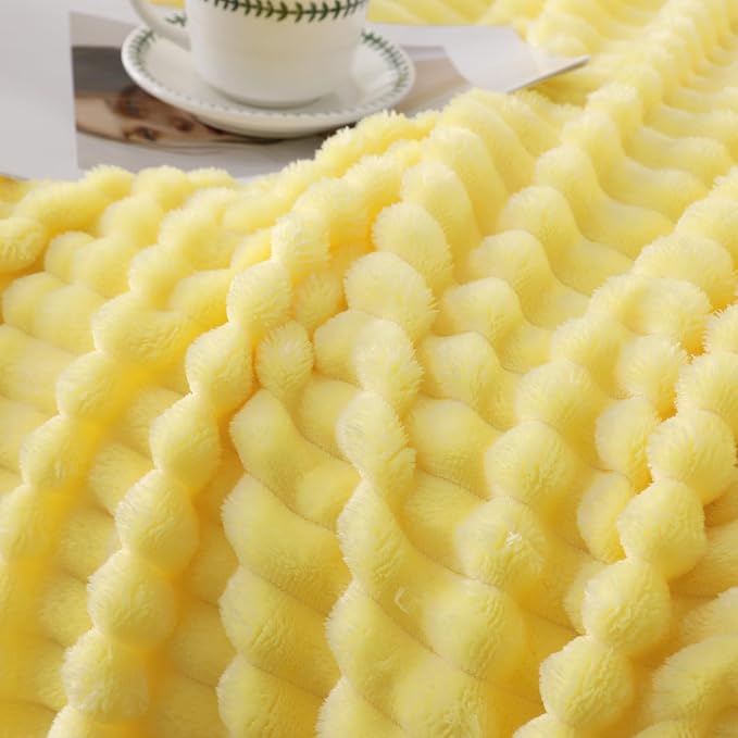 Banana Yellow Throw Blanket for Couch Sofa 50”x60” Striped Design | Fleece Blankets Room Home Decor Lightweight Plush Soft Cozy Gifts for Women Mom