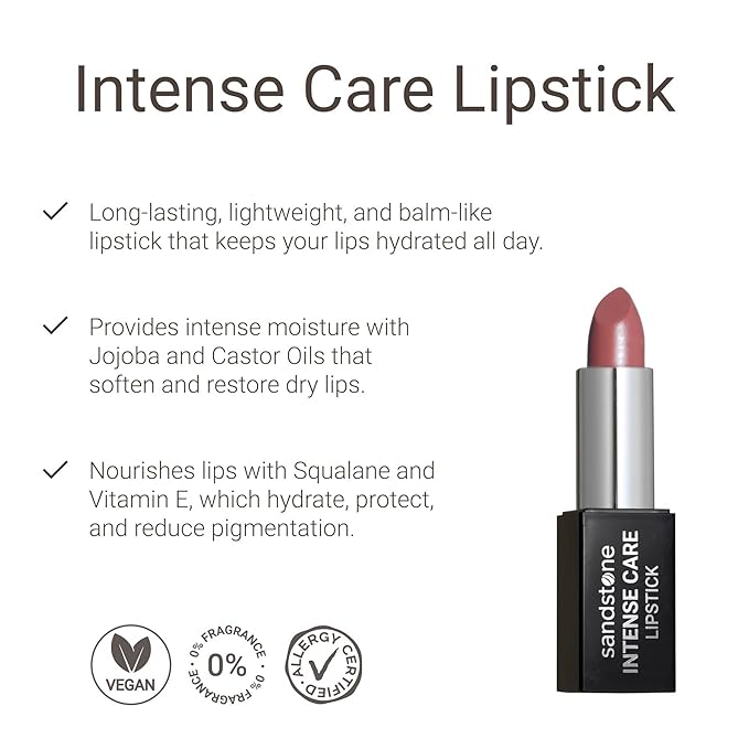 Sandstone Scandinavia Intense Care Lipstick - a hypoallergenic, gluten free, caring formula, with active and moisturizing ingredients. (49 Soft Touch)