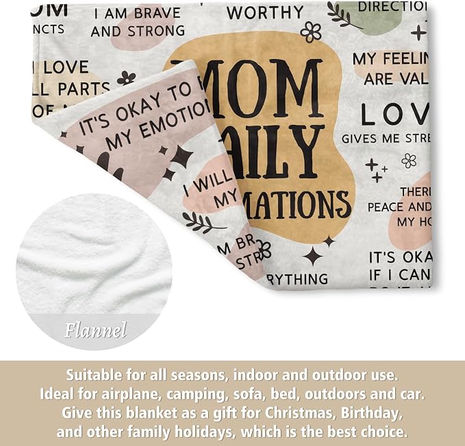 BaubleDazz New Mom Gifts Blanket, Mom Daily Affirmations(80" x 60") | Postpartum Pregnancy Gifts for First Time Moms, Mommy to Be, Mama, New Mom Essentials, Birthday Gifts for Mom
