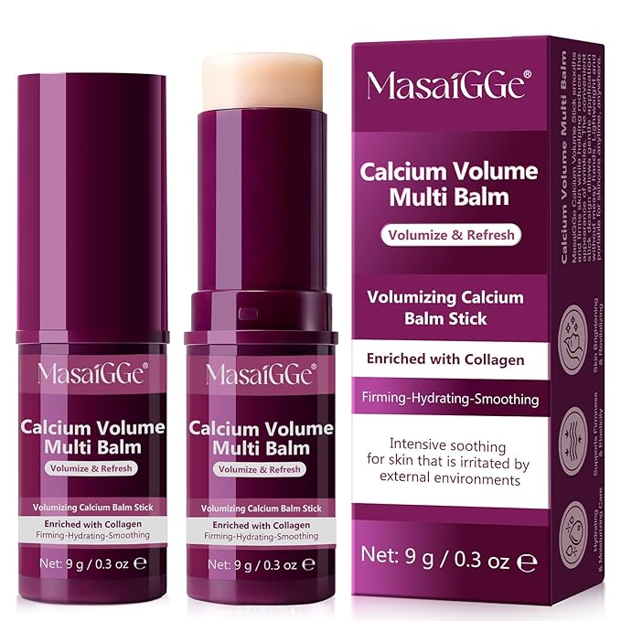 2pcs Calcium Multi Balm Stick, Calcium Volume Multi Balm Stick - Collagen Anti Wrinkle Hydrating & Firming Face Sticks for Eyes, Neck, Face, Helps Reduce Fine Lines, 0.35 ozX2