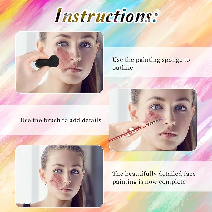 20 Pcs Petal Face Paint Sponge, High Density Face Painting Supplies Droplets Makeup Paint Sponges High Density Black Faces Paintings Kit for Adults Art Work and Body Paintings Halloween Christmas